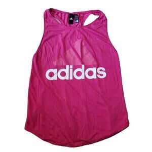 Adidas Women's Essentials Linear Lo Tank T-Shirt Hot Pink/White Size S